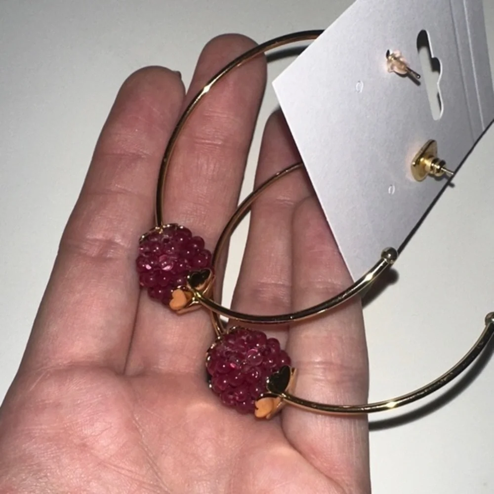 Kate Spade VERRY BERRY BEADED HOOP EARRINGS IN BURGUNDY